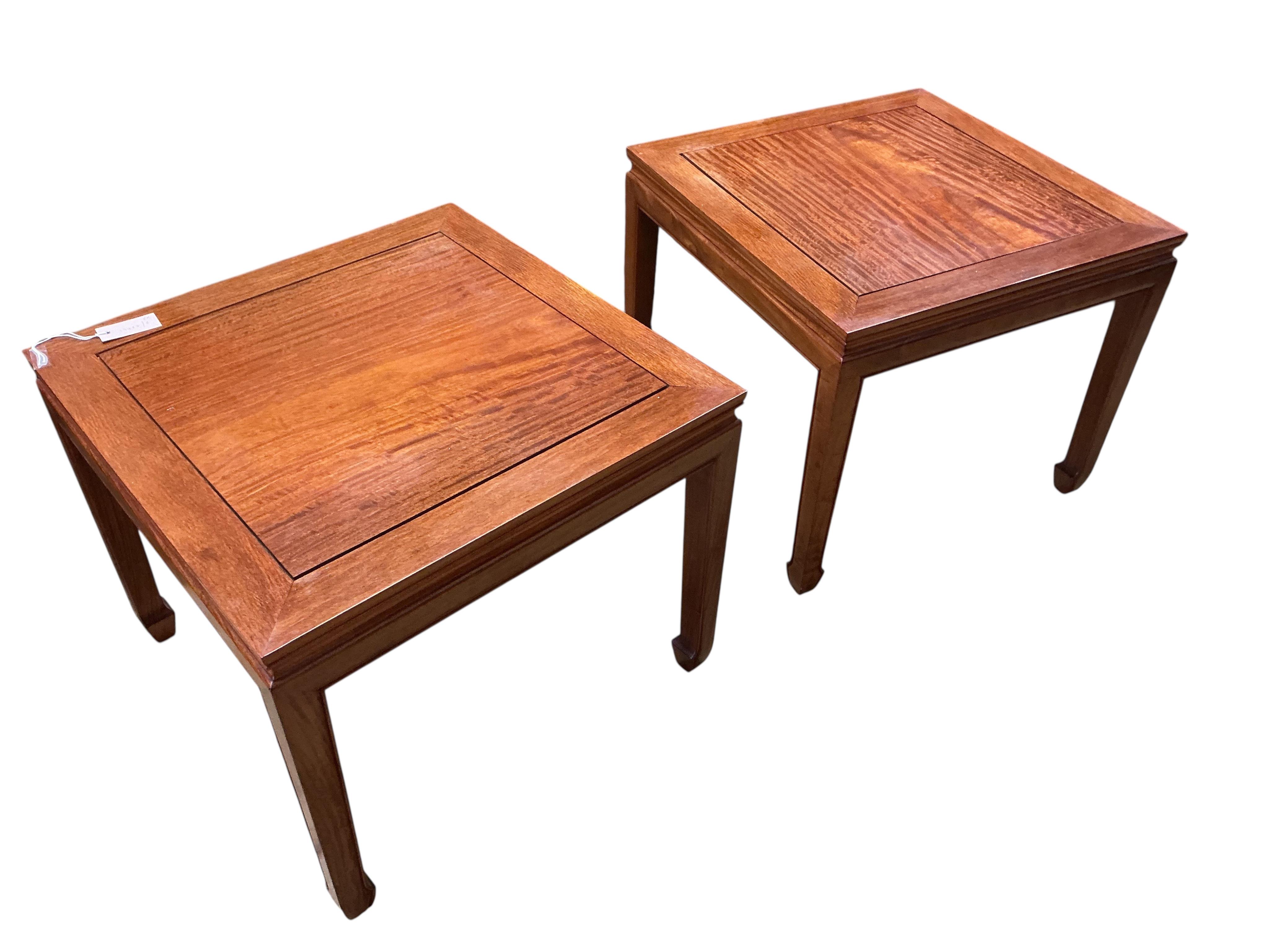 A pair of Chinese square occasional tables, 61cm, height 51cm